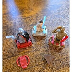 Lot Of 3 Kinder Joy Star Wars Mini Disc Launcher Toys C-3PO Rey Capt Phasma